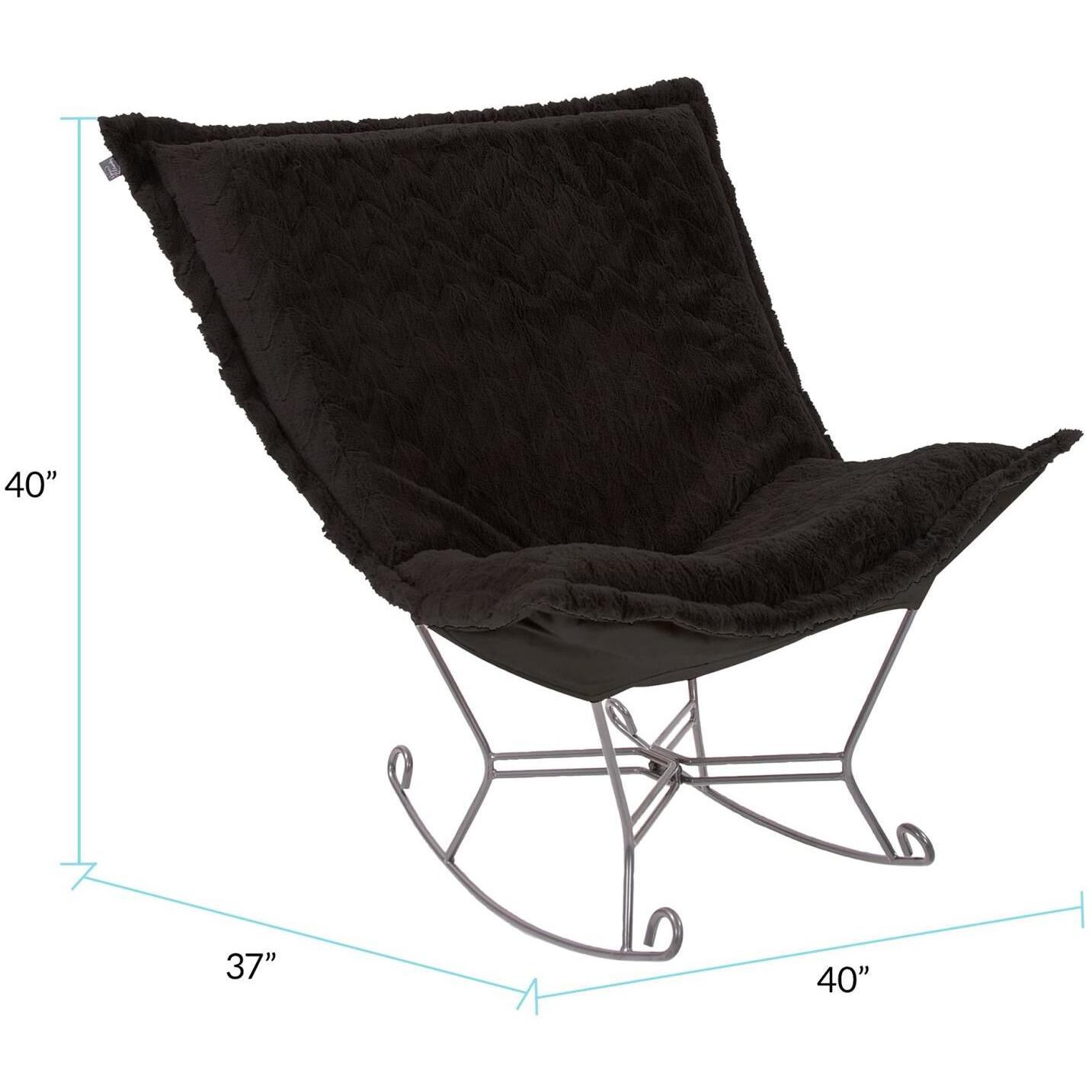 Puff Angora Ebony Scroll Rocker with Cover